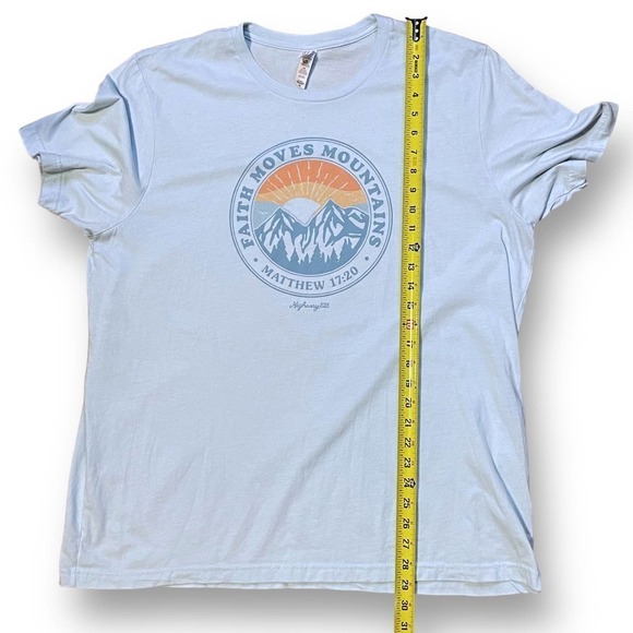 Bella Canvas Blue Faith Moves Mountains T-Shirt Jesus Tee Size 2XL - Picture 5 of 7